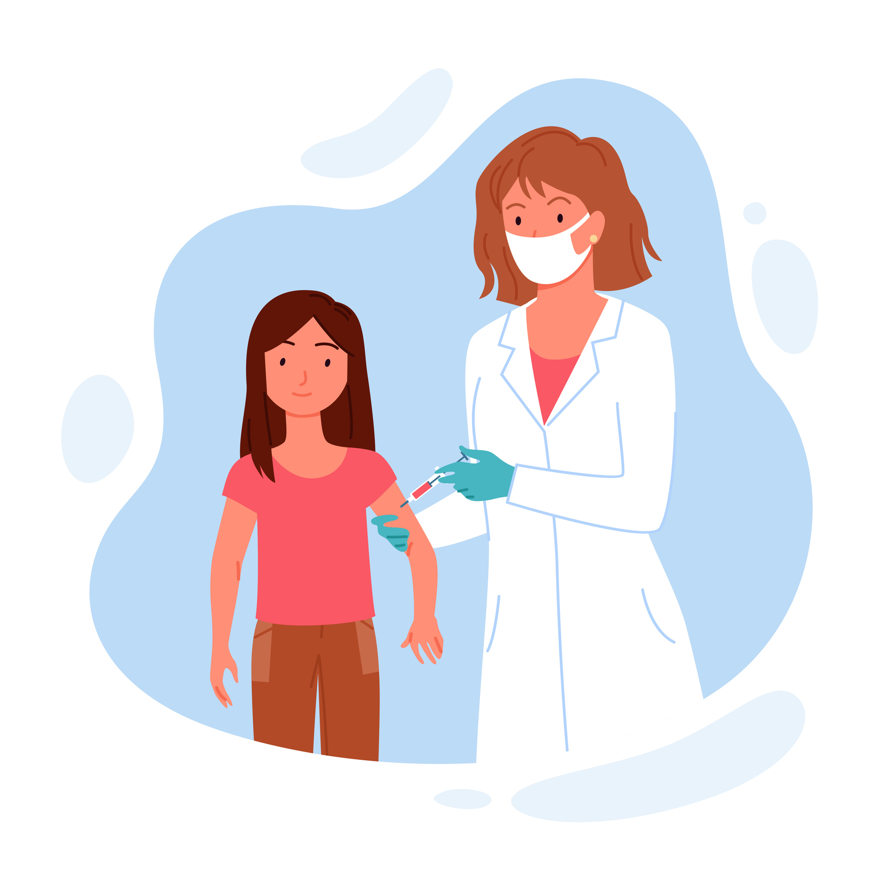 THE CLINIC MEDICAL CENTER | Children vaccination for immunity kids health, doctor in medical mask vaccinating child